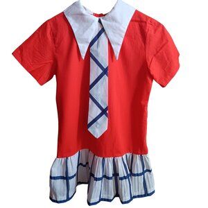 Girls 10 Vintage Dress 1960's Red White Girls Pleated Skirt Mod Garage Band